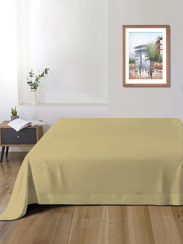 Cotton Home Super Soft Flat Sheet, 240 x 260cm, Super King, Mustard