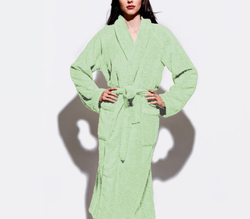 Cotton Home Bathrobe with Pockets Terry, Mint Green