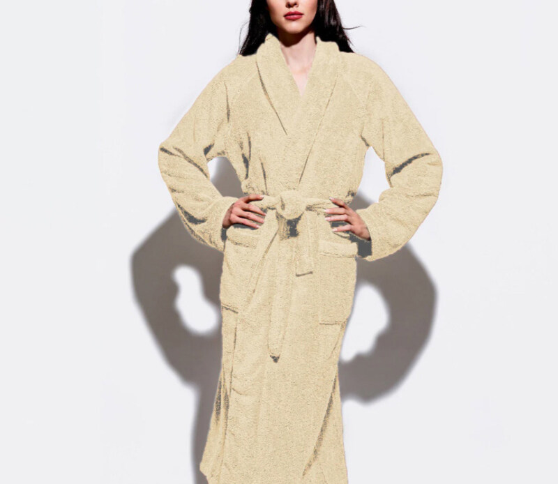 Cotton Home Bathrobe with Pockets Terry -Linen