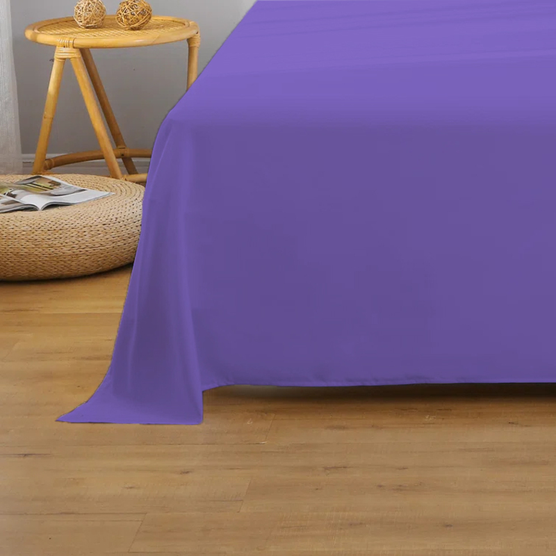 Cotton Home Super Soft Flat Sheet, 240 x 260cm, Super King, Violet