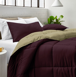 Cotton Home 3-Piece Comforter Set, 1 Reversible Comforter 220 x 240cm + 2 Pillowsham 50 x 75 + 5cm, King, Reverse Mustard/Front Ivory