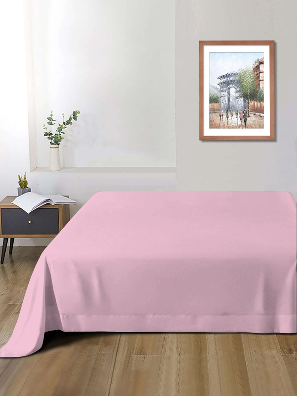 Cotton Home Super Soft Flat Sheet, 200 x 220cm, Queen, Pink