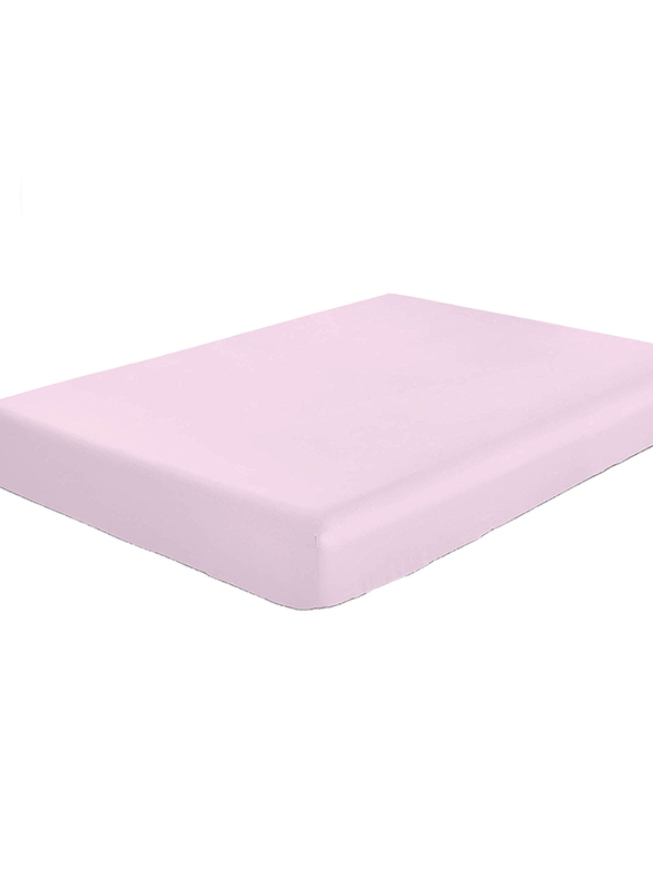 Cotton Home Super Soft Fitted Sheet, 200 x 200 + 30cm, Pink