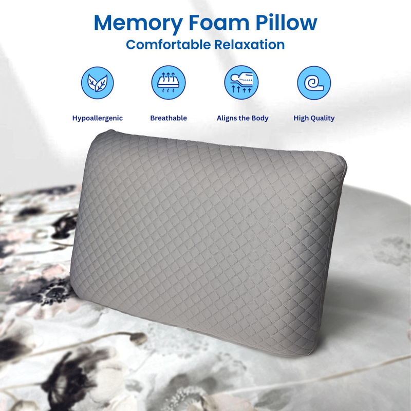 Cotton Home Venus Breathable Memory Foam Pillow, Grey