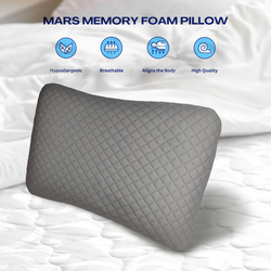 Cotton Home Mars Smooth Memory Foam Pillow, Grey