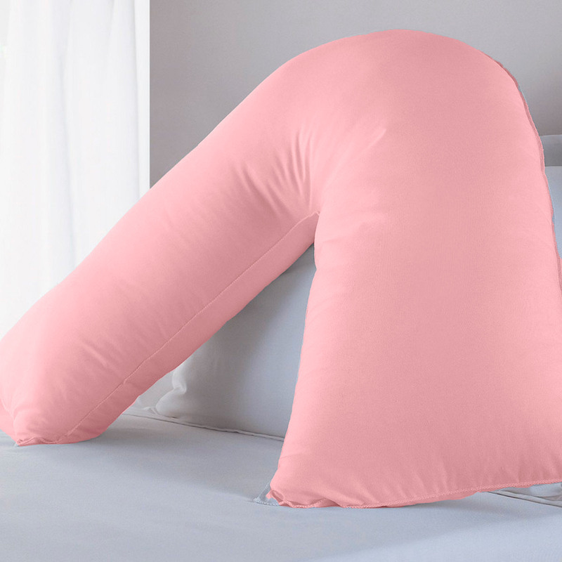 Cotton Home V-Shaped Pillow, Pink
