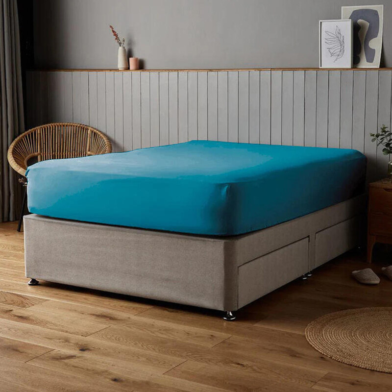 

Cotton Home Fitted Sheet 100% Cotton, 180 x 200 + 30cm, Turquoise