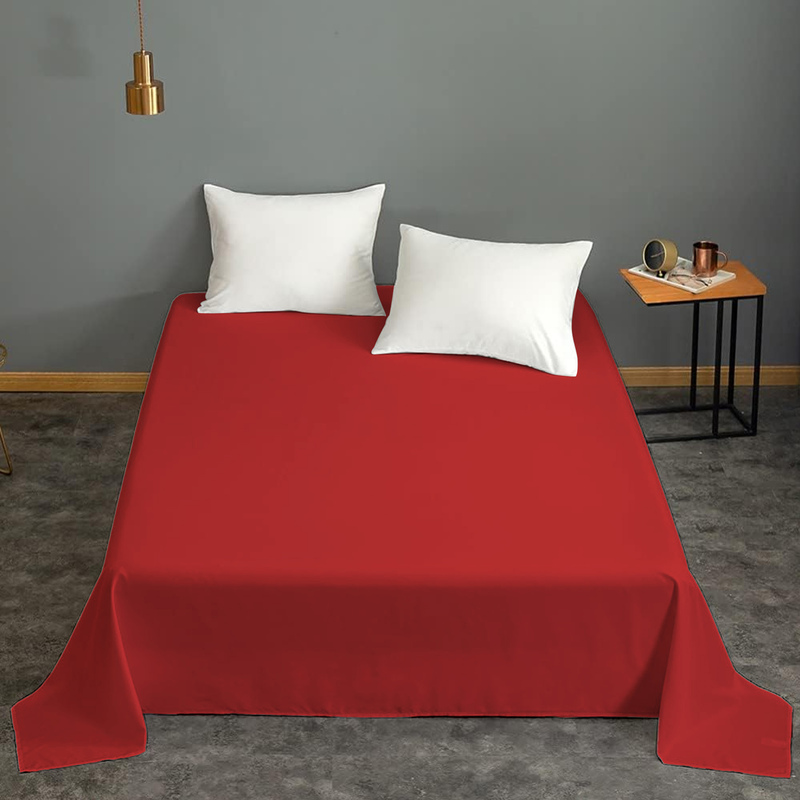 Cotton Home 100% Cotton Flat Sheet, 240x260cm, Red