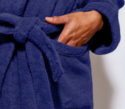 Cotton Home Bathrobe with Pockets Terry, Blue