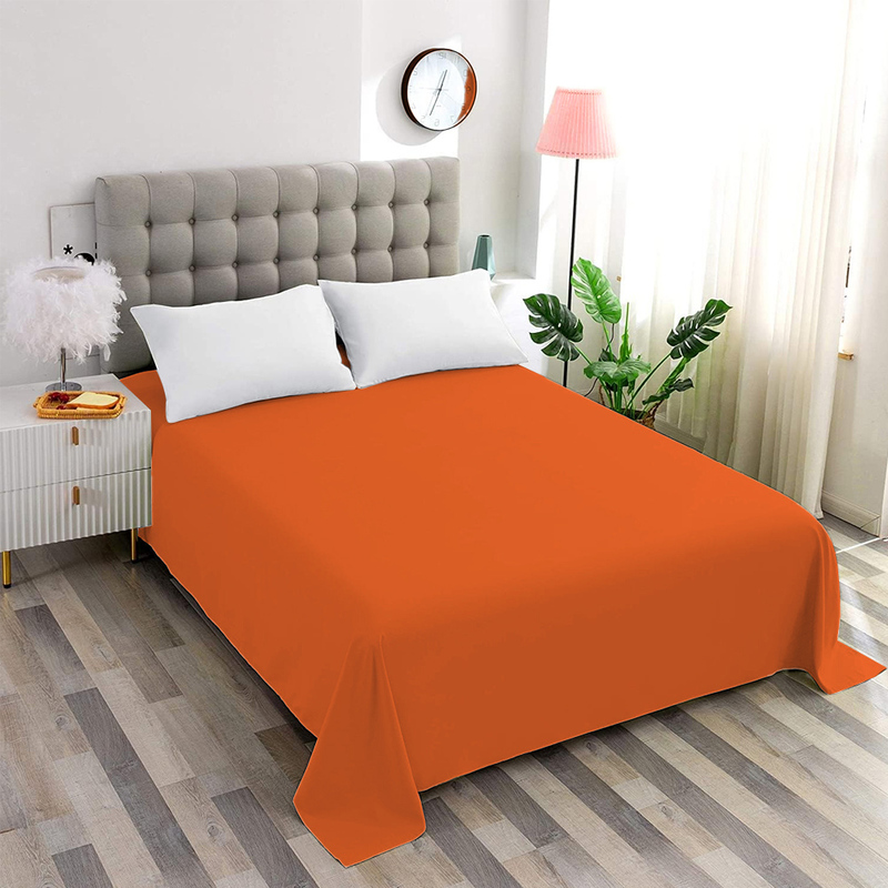 Cotton Home 100% Cotton Flat Sheet, 200x240cm, Orange