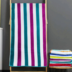 Cotton Home 100% Cotton Multistrip Reversible Wave Pool Towel, 90 x 180cm, Turquoise/Purple