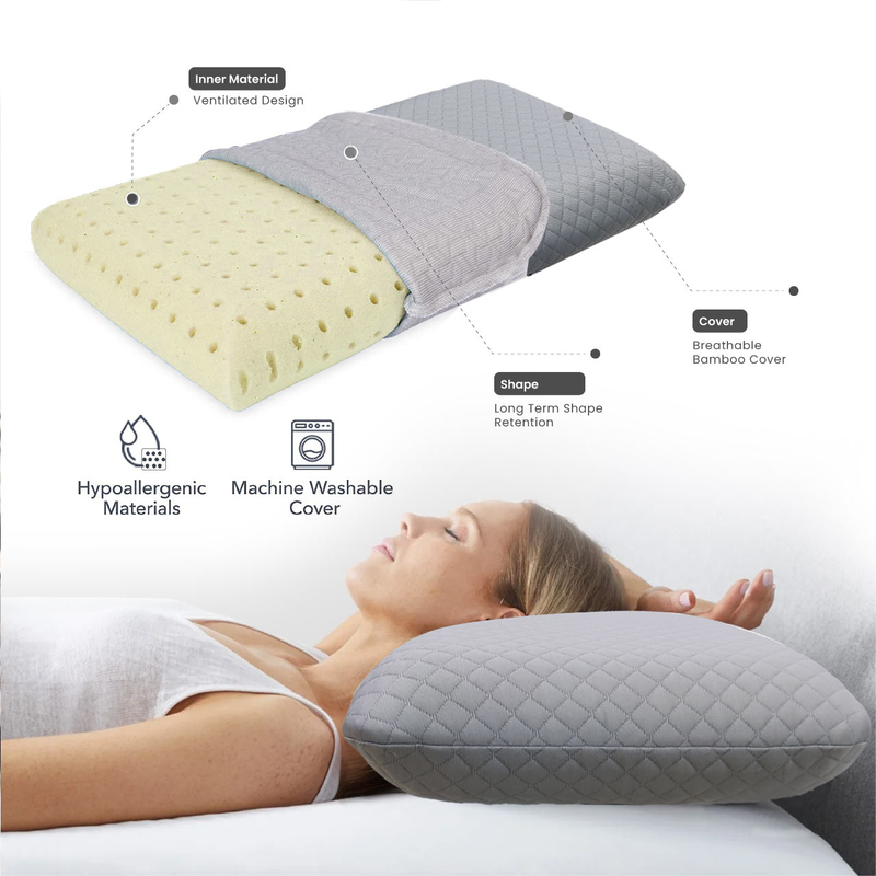 Cotton Home Classic Breatheasy Saponetta Memory Foam Pillow, Grey