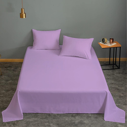 Cotton Home 3-Piece Super Soft Flat Sheet Set, 1 Flat sheet + 2 Cushion Covers, Light Purple