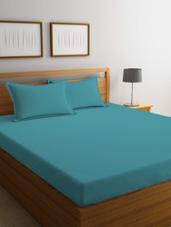 Cotton Home 3-Piece Super Soft Fitted Sheet Set, 1 Single Fitted Sheet Size 90X200+20cm + 2 Pillow Cases, Teal