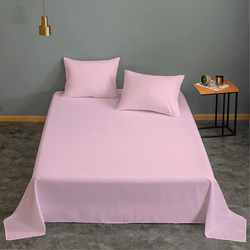 Cotton Home 3-Piece Flat Sheet Set, 1 Flat Sheet + 2 Pillow Case, Queen, Pink