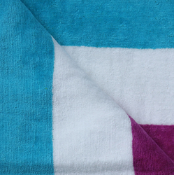 Cotton Home 100% Cotton Multistrip Reversible Wave Pool Towel, 90 x 180cm, Purple/Aqua Green