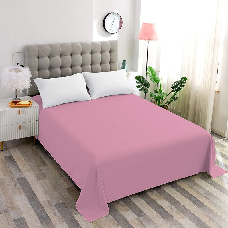 Cotton Home 100% Cotton Flat Sheet, 200x240cm, Dark Pink