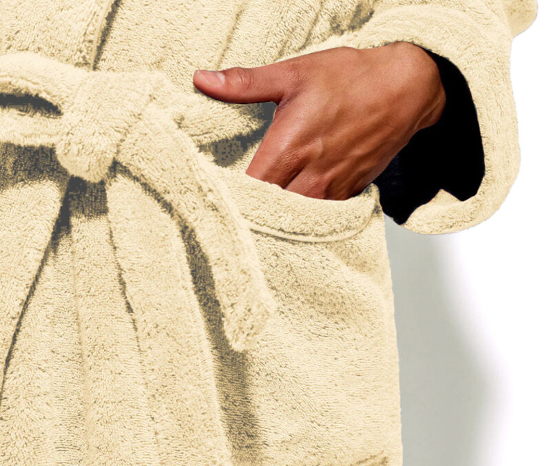 Cotton Home Bathrobe with Pockets Terry -Linen