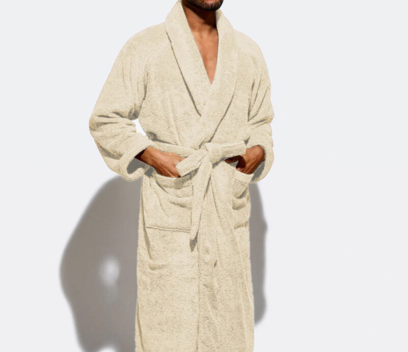 Cotton Home Bathrobe with Pockets Terry -Linen