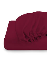 Cotton Home Super Soft Fitted Sheet, 180 x 200 + 30cm, Burgundy