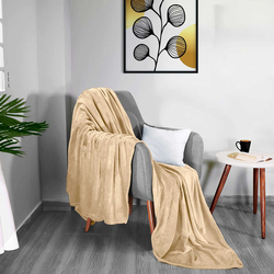 Cotton Home Microflannel Blanket, King, 240x220cm, Beige