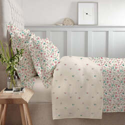 Cotton Home 3-Piece 100% Cotton Sateen 225T Floral Scroll Comforter Set, 1 Queen Comforter 200x240cm + 2 Pillowcase 50x75+15cm, Pink