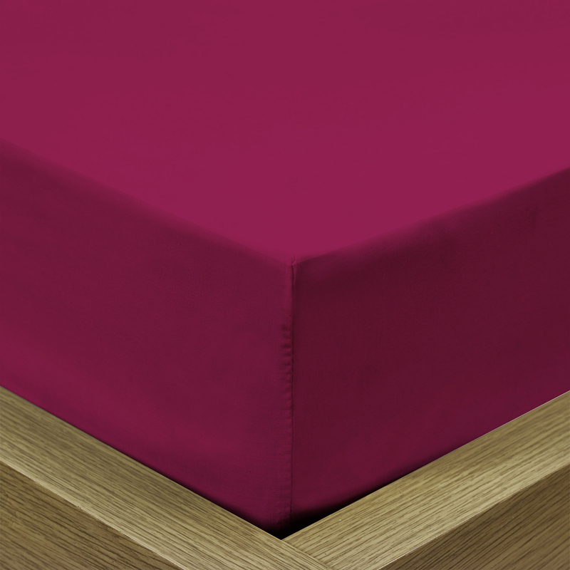 Cotton Home Super Soft Fitted Sheet, 200 x 200 + 30cm, Burgundy