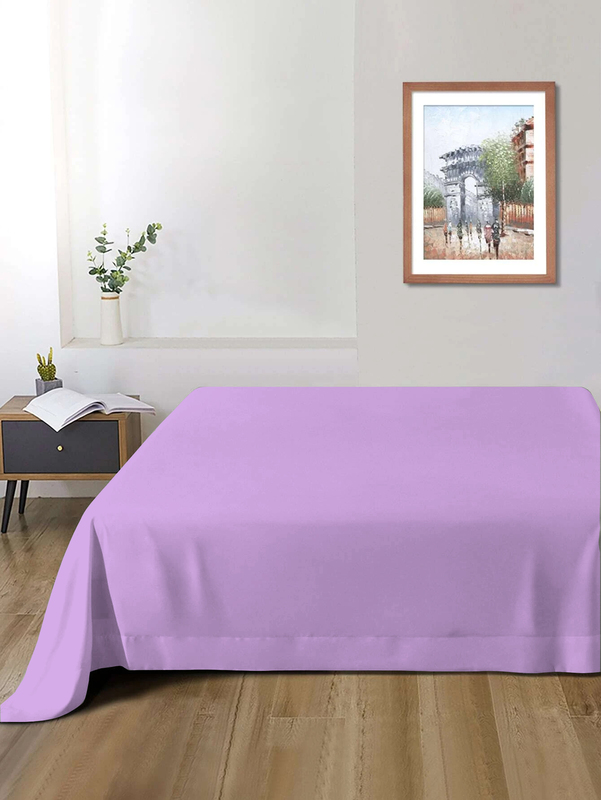 Cotton Home Super Soft Flat Sheet, 200 x 220cm, Queen, Light Purple