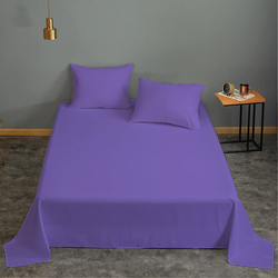 Cotton Home 3-Piece Super Soft Flat Sheet Set, 1 Flat sheet + 2 Cushion Covers, Violet