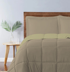 Cotton Home 3-Piece Comforter Set, 1 Reversible Comforter 220 x 240cm + 2 Pillowsham 50 x 75 + 5cm, King, Reverse Mustard/Front Dark Phone