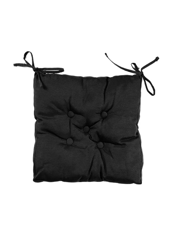 Cotton Home Quilted Chair Pad, 40 x 40cm, Black