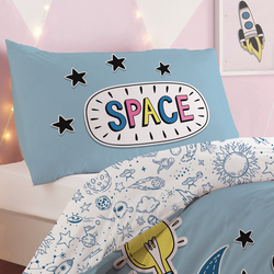 Cotton Home 2-Piece 100% Cotton Printed Space Comforter Set, 1 Comforter 135x220cm + 1 Pillowcase 50x75+15cm, Multicolour