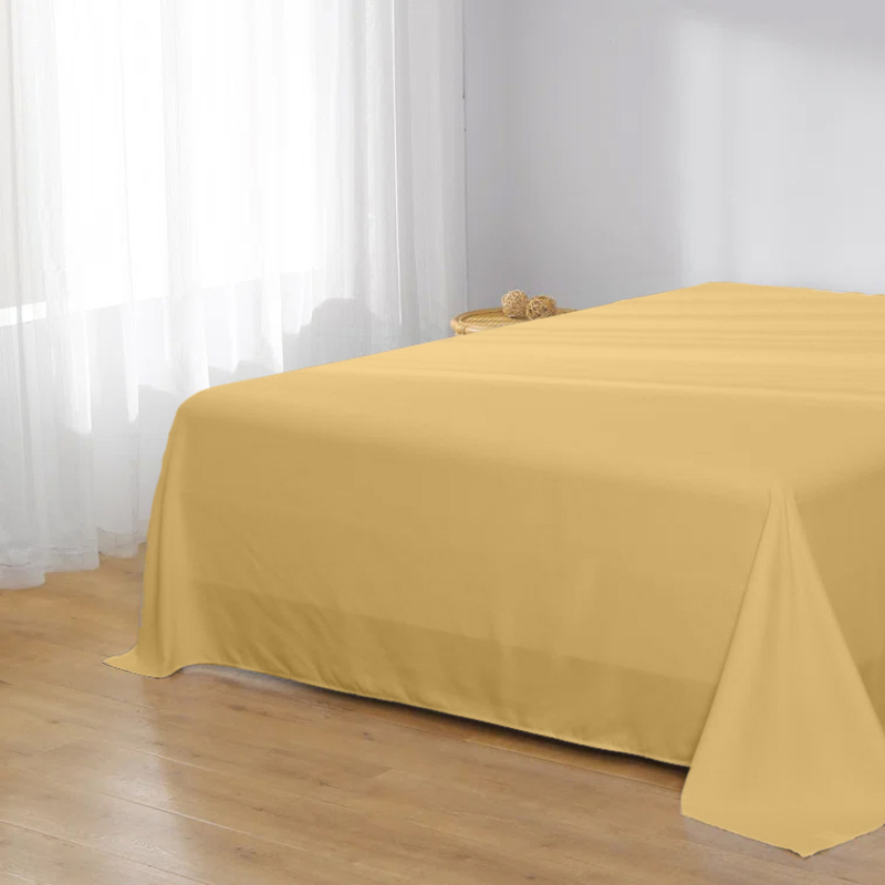 Cotton Home Super Soft Flat Sheet, 240 x 260cm, Super King, Gold