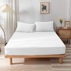 Cotton Home Jersey 3-Piece Duvet Set, 1 Duvet Cover 220 X 220cm + 2 Pillow Case 48 X 74 X 12cm, Double, White