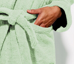 Cotton Home Bathrobe with Pockets Terry, Mint Green