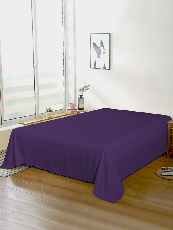 Cotton Home Super Soft Flat Sheet, 200 x 220cm, Queen, Dark Purple