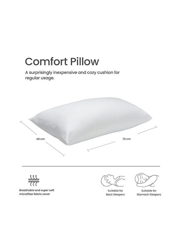 Cotton Home Comfort Pillow, 48 x 70cm, White