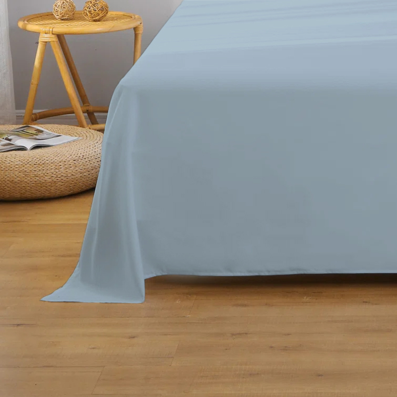 Cotton Home Super Soft Flat Sheet, 220 x 240cm, King, Metallic Blue