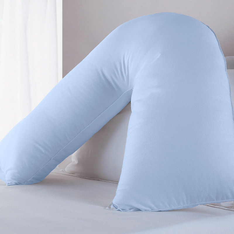 Cotton Home V-Shaped Pillow, Blue