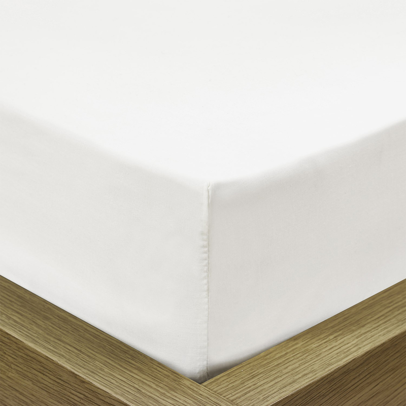 Cotton Home Super Soft Percale Weave Plain Fitted Sheet, 120 x 200 + 25cm, White