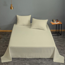 Cotton Home 3-Piece Super Soft Flat Sheet Set, 1 Flat sheet + 2 Cushion Covers, Beige