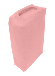 Cotton Home 3-Piece Jersey Fitted Sheet Set, 1 Fitted Sheet 90 x 190 x 25 + 2 Pillow Case 48 x 74 x 12cm, Single/Twin, Pink