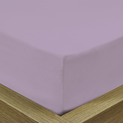 Cotton Home Super Soft Percale Weave Plain Fitted Sheet, 160 x 200 + 30cm, Lilac