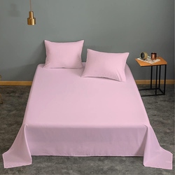 Cotton Home 3-Piece Flat Sheet Set, 1 Flat Sheet + 2 Pillow Case, Single, Pink