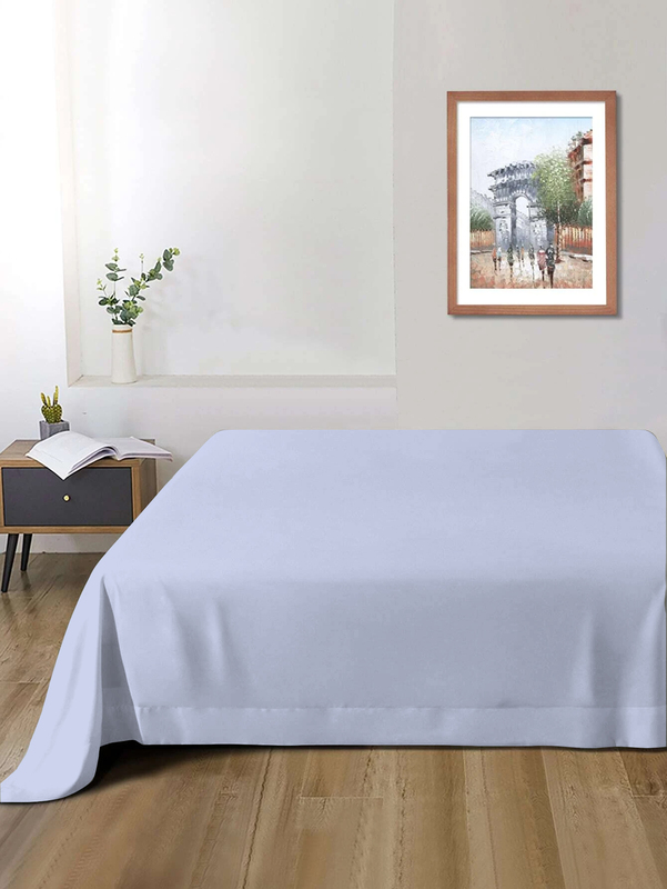 Cotton Home Super Soft Flat Sheet, 160 x 220cm, Single, Sky Blue