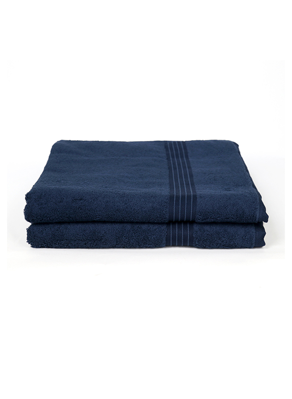 Cotton Home 2-Piece 100% Cotton Bath Towel Set, 70 x 140cm, Navy Blue