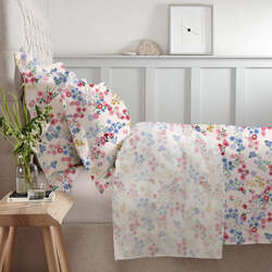 Cotton Home 3-Piece 100% Cotton Sateen 225T Floral Disty Comforter Set, 1 Single Comforter 160x220cm + 2 Pillowcase 50x75+15cm, Red