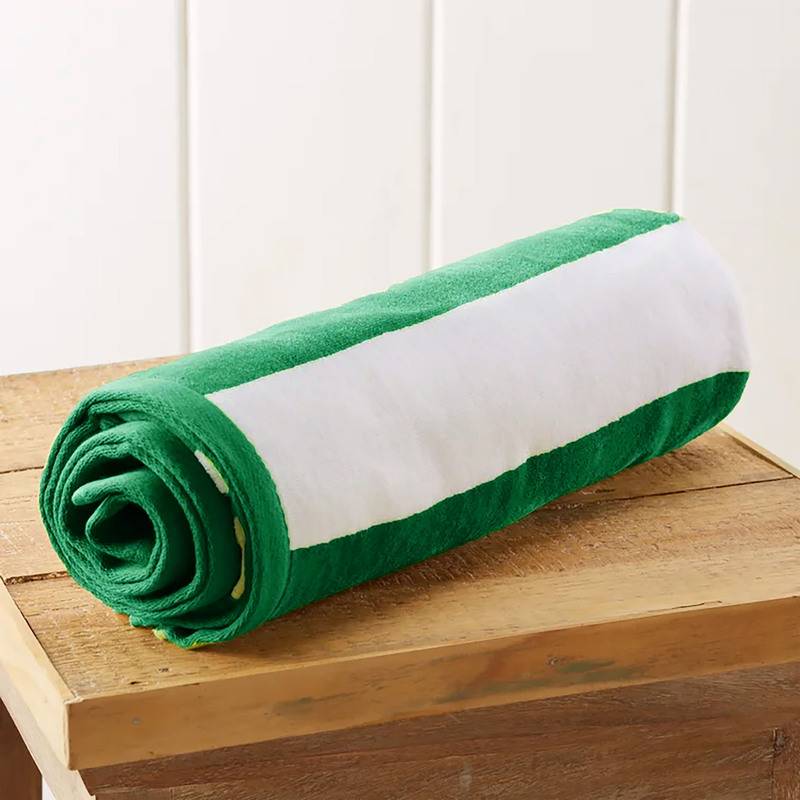 Cotton Home 100% Cotton Striped Pool Towel, Green