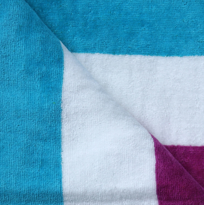 Cotton Home 100% Cotton Multistrip Reversible Wave Pool Towel, 90 x 180cm, Turquoise/Purple
