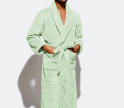 Cotton Home Bathrobe with Pockets Terry, Mint Green